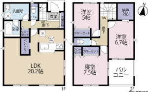 沼津市高尾台第６　全４棟　3号棟　駐車場2～3台可　3SLDK　テレワークコーナー・パントリー有りの物件画像