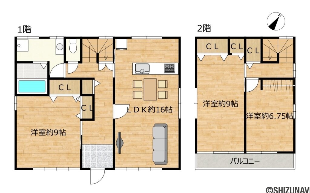 カチタス　川尻　間取り図の中古住宅3LDK