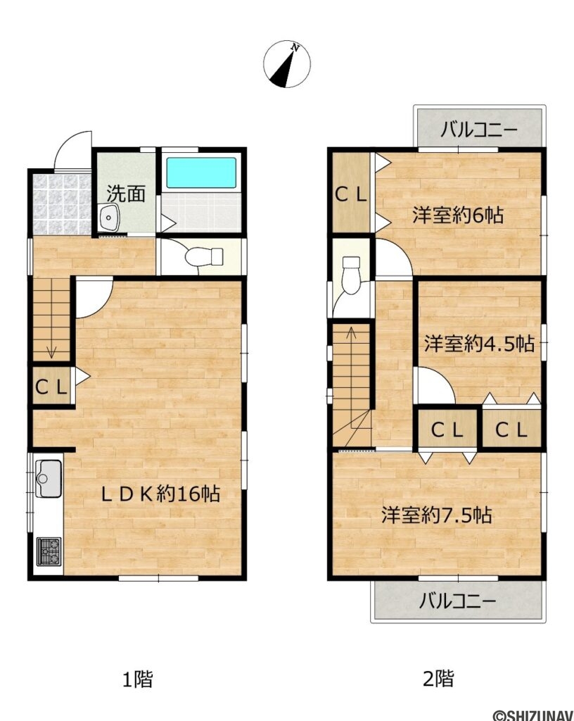 葵区瀬名川　間取図の中古住宅3LDK