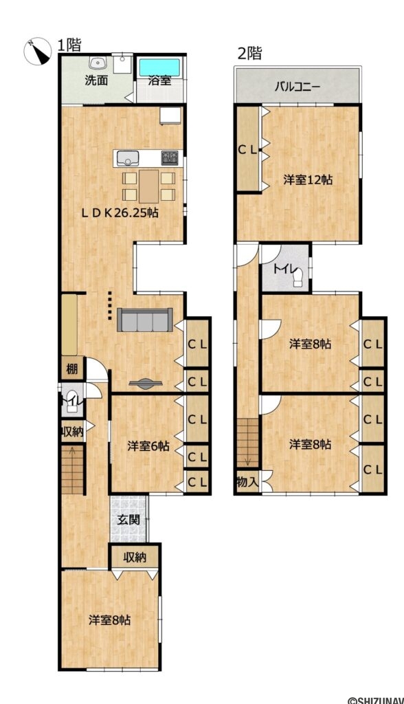 カチタス　小川新町　間取り図の中古住宅6LDK