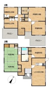 【リフォーム後間取図（予定）】洋室5部屋と和室2部屋の合計7LDKの住宅です。余裕を持って一人一部屋が叶えられるゆとりある住宅です。