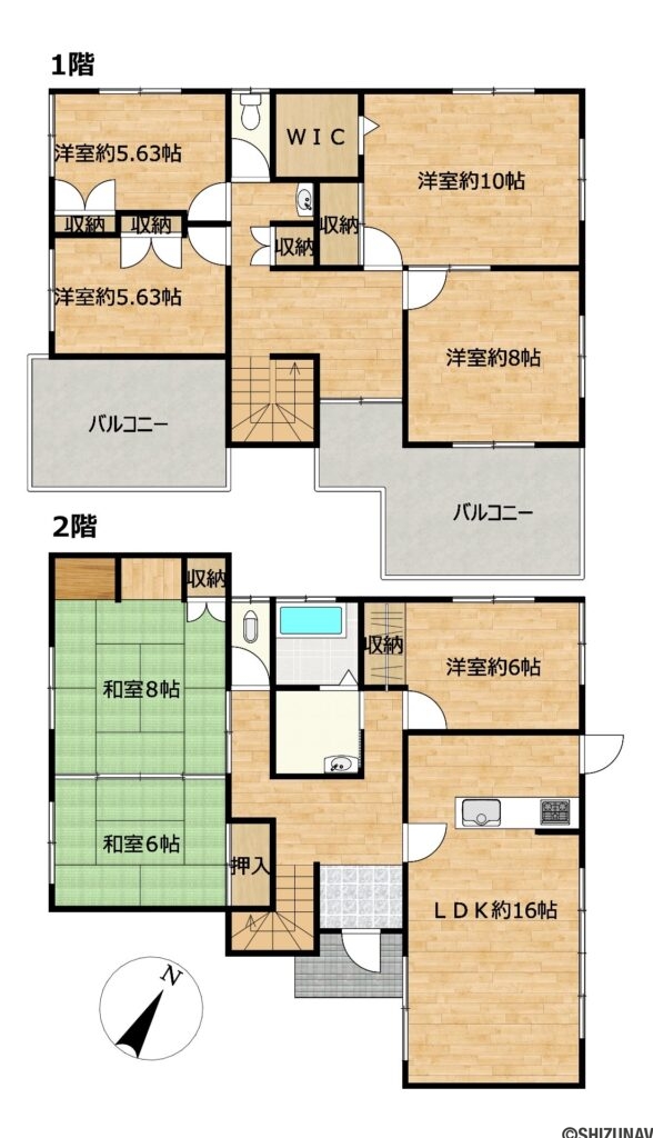 【リフォーム後間取図（予定）】洋室5部屋と和室2部屋の合計7LDKの住宅です。余裕を持って一人一部屋が叶えられるゆとりある住宅です。