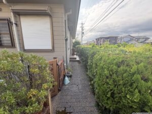 玄関までの通路です。垣根が整備されています。