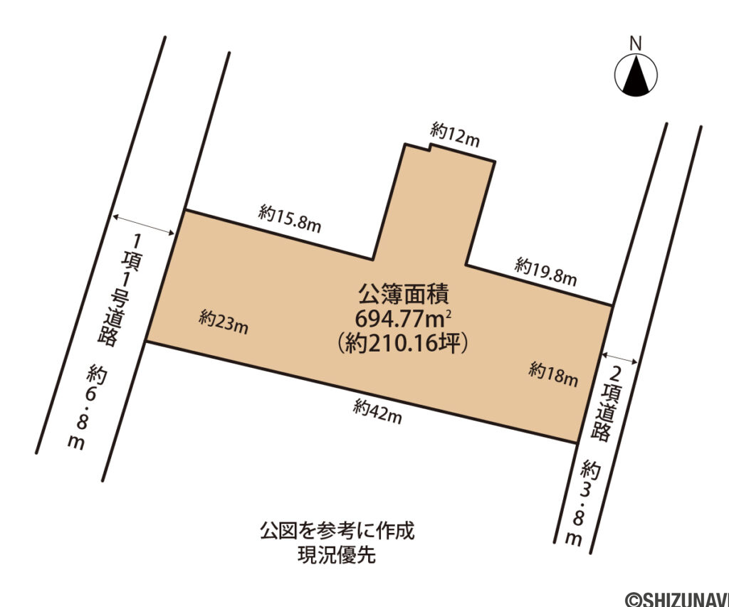 下田市三丁目　売り土地　形状図