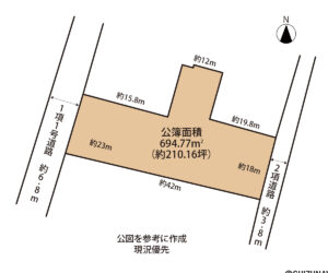 下田市三丁目　売り土地　形状図