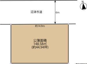 沼津市高島町　中古住宅　土地形状図