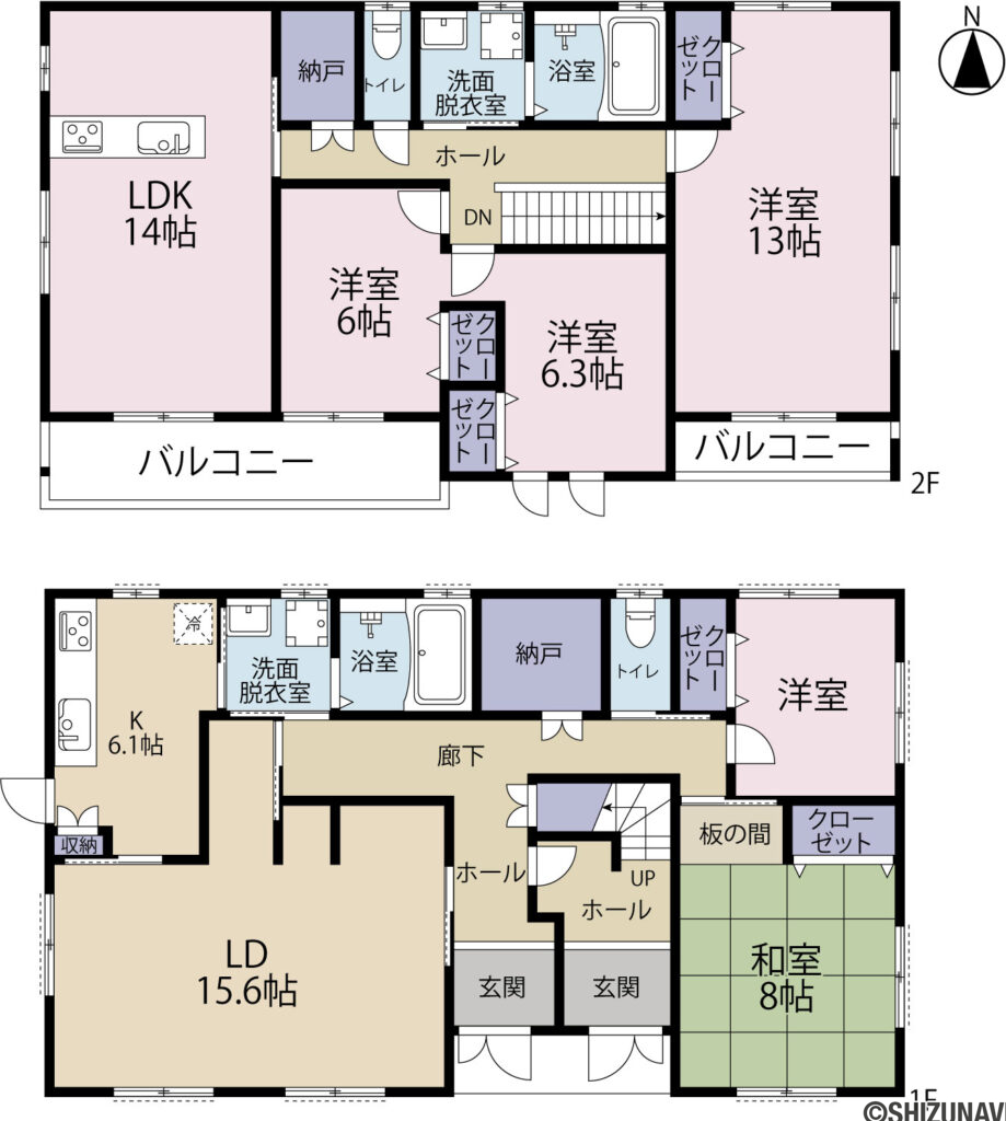 【仲介手数料不要】長泉町上土狩　二世帯住宅　長泉町立長泉小・長泉町立北中学校の6LDK＋2Sの間取り図