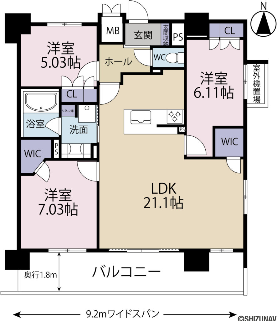 長泉町本宿　エンブルリバーガーデン長泉903号　間取り図面