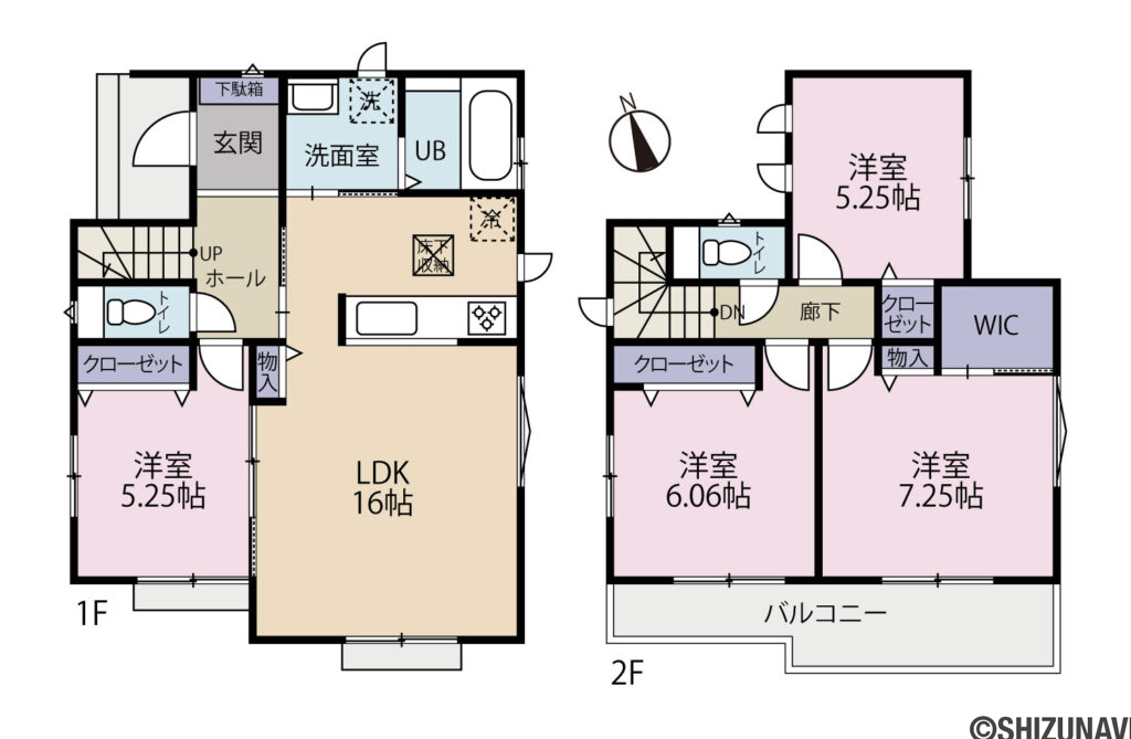 【2026年7月完成】ハートフルタウン富士市国久保1丁目　全2棟　A号棟　の4LDKの間取り図