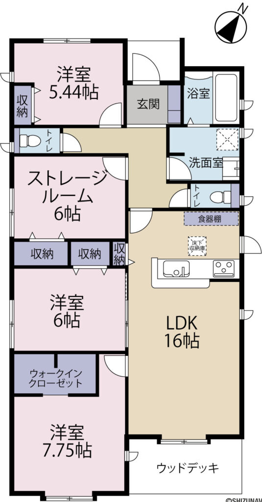 富士市中丸　戸建　間取図の中古住宅4LDK