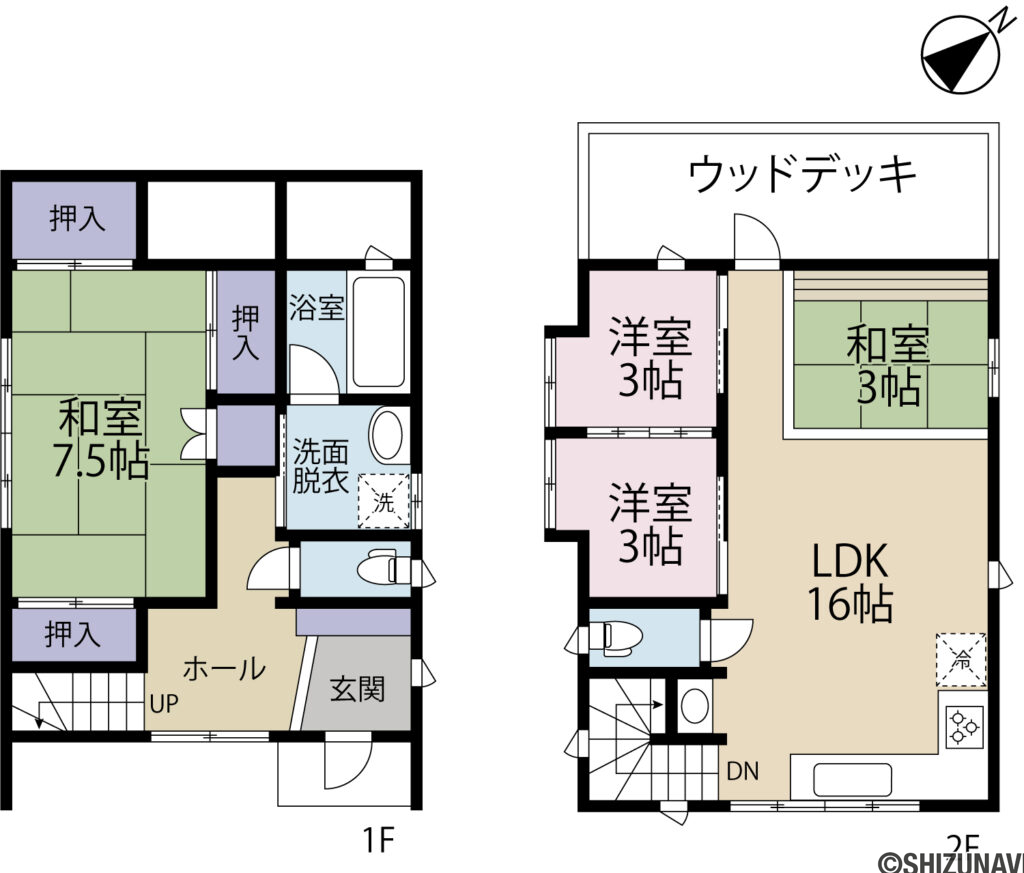 南箱根ダイヤランド　富士山の見える中古住宅の4LDKの間取り図