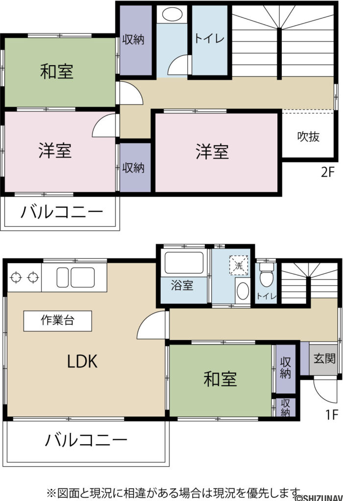 【磐田南小学校】磐田市千手堂　中古戸建て【綺麗な庭】の4LDKの間取り図