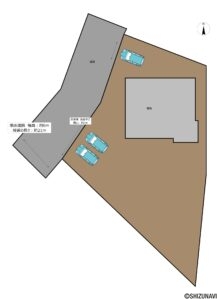 【区画図（予定）】敷地南側に並列2台の駐車スペースを造成する予定です