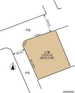 伊豆の国市田京　中古住宅　土地形状図