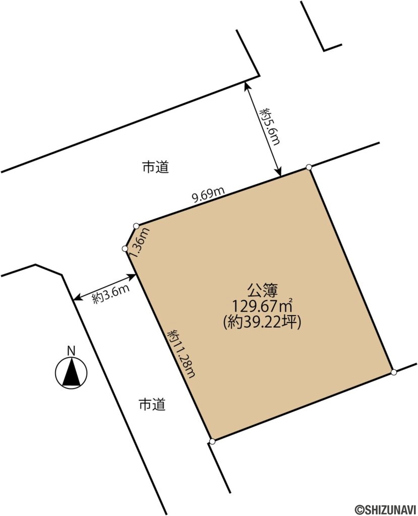 伊豆の国市田京　中古住宅　土地形状図