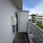 北側バルコニーに設置の物置